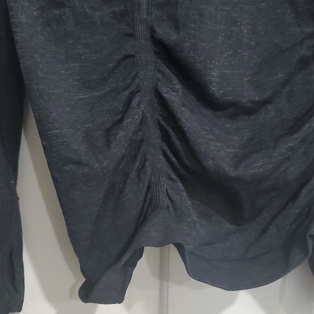 Athleta black ruched mock neck quarter zip long sleeve size Medium - Picture 3 of 8